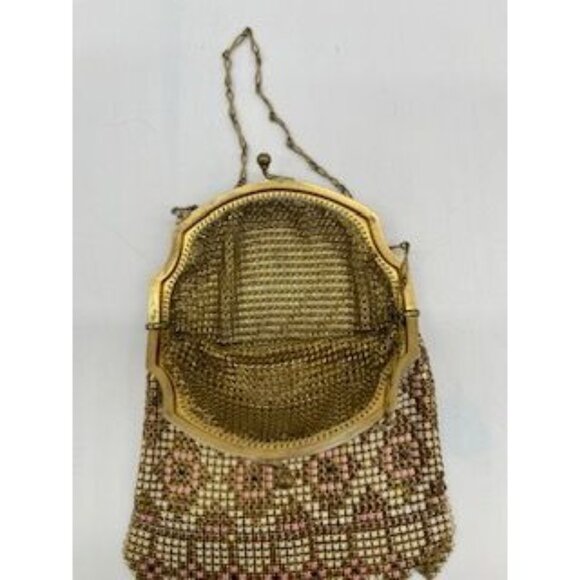 Art Deco Whiting and Davis enamelled metallic mesh bag or evening purse - Picture 3 of 6